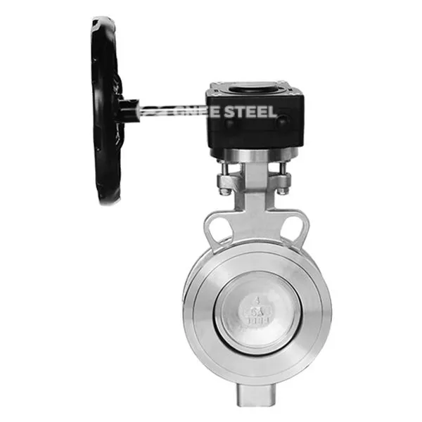 Falf glöyn byw perfformiad uchel ecsentrig dwbl